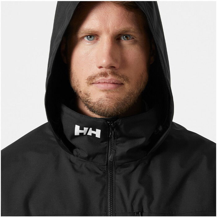 2024 Helly Hansen Hombres Crew Chaqueta Nutica De Capa Intermedia Con Capucha 2.0 34442 - Black